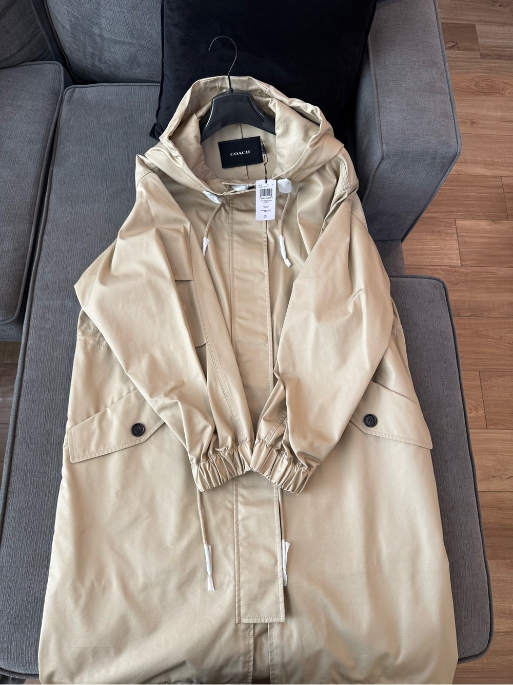Coach Hooded Trench Coat in Tan